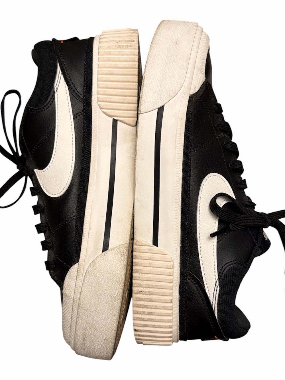 Nike Men’s Black and Cream Platform Low-Top Sneakers - Picture 2 of 6